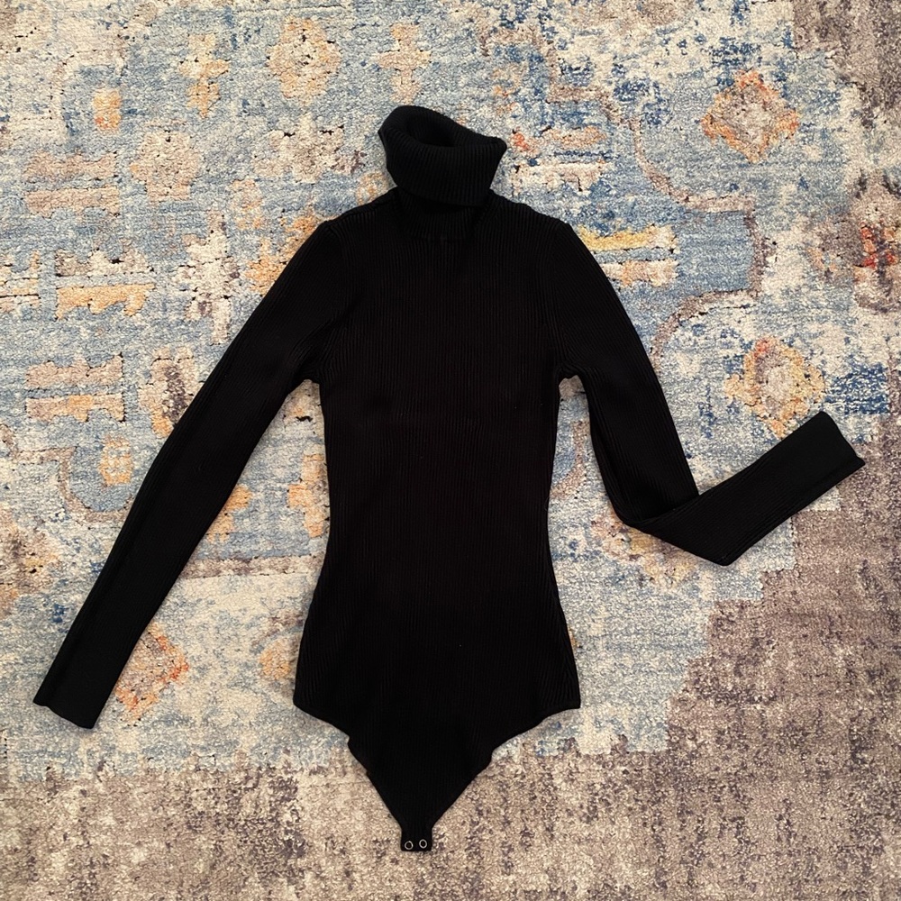 Black turtleneck bodysuit